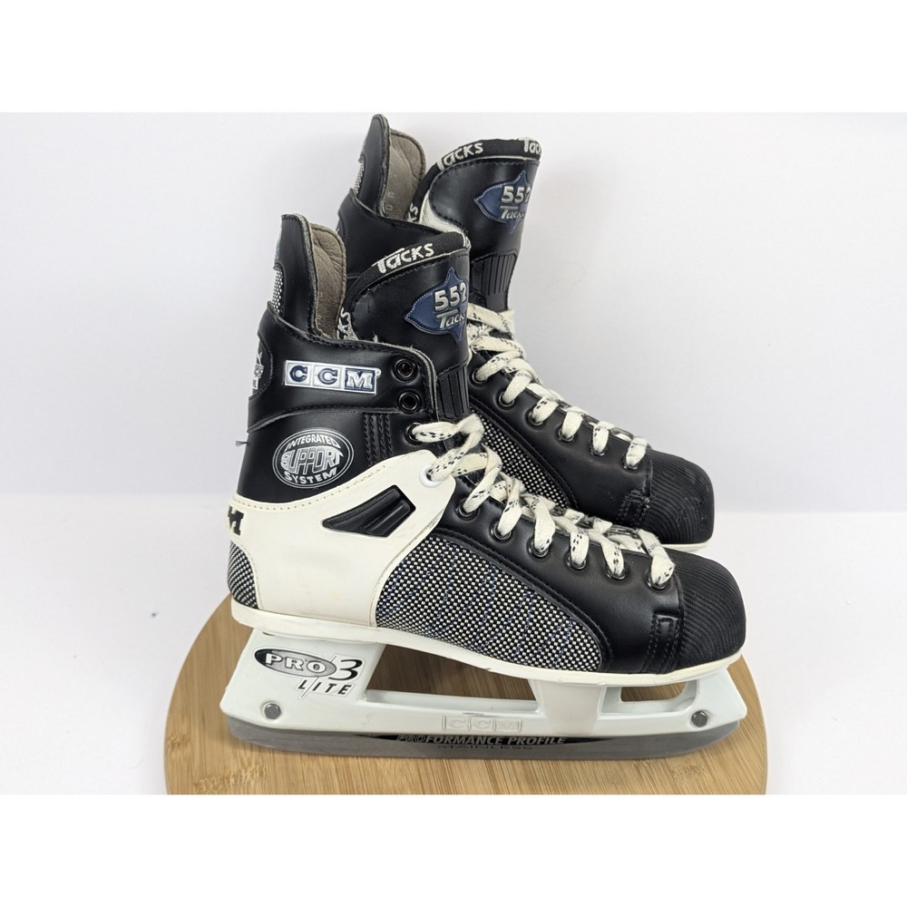 CCM 552 Tacks Ice Hockey Skates Mens Size 7 EU 40.5 Black White Pro 3‎ Lite